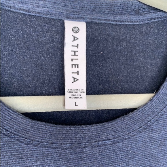 Athleta Studio to Street Printed Sweatshirt Stripe Navy Heather Large - Picture 4 of 9